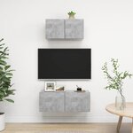vidaXL Ensemble de meubles TV 2 Pièces Gris béton Bois d'ingénierie