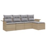 Ensemble de canapé de jardin 5 pièces avec coussins en poly rotin beige