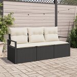 Canapé de Jardin 3 Pièces vidaXL avec Coussins Noir en Rattan Poly