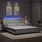 vidaXL Cadre de lit avec lumières LED blanc noir 180x200 cm similicuir