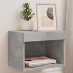 vidaXL Table de chevet murale avec lumières LED gris béton