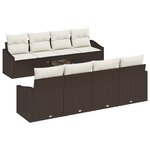 vidaXL Set de Canapé de Jardin 7 Pièces avec Coussins Marron Rotin Poly