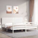 vidaXL Cadre de lit avec tête de lit blanc 200x200 cm bois massif