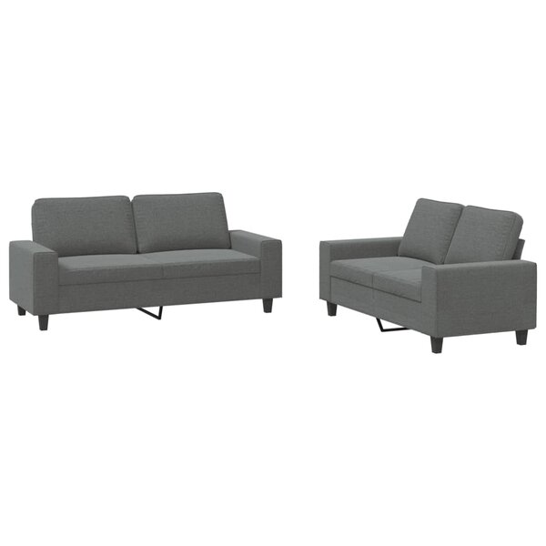 vidaXL Ensemble de canapés 2 Pièces gris foncé tissu