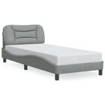 vidaXL Cadre de lit avec LED sans matelas gris clair 90x200 cm tissu
