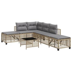 vidaXL Salon de jardin d'angle avec coussins 3Pièces mélange beige rotin