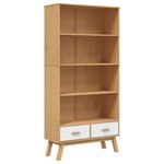vidaXL Bibliothèque à 4 niveaux OLDEN blanc marron bois de pin massif
