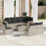 vidaXL Salon de jardin 9 Pièces avec coussins gris clair résine tressée