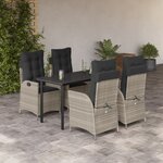 vidaXL Ensemble à manger de jardin et coussins 5 Pièces gris clair rotin