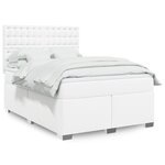 vidaXL Sommier à lattes de lit avec matelas Blanc 160x200cm Similicuir