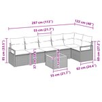 Ensemble de Sofa de Jardin 7 pièces avec coussins Noir Poly Rattan Acacia