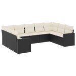 vidaXL Salon de jardin 9 Pièces avec coussins noir résine tressée