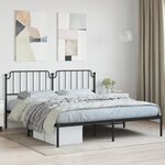 vidaXL Cadre de lit métal avec tête de lit noir 160x200 cm