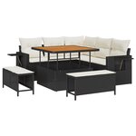 Ensemble de Canapés de Jardin 8 Pièces Rattan PE avec Coussins Noir