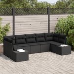 vidaXL Ensemble de Canapé de Jardin 7 Pièces avec Coussins Rotin Poly Noir