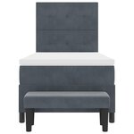 vidaXL Lit à Ressorts avec Matelas & Banc Gris Foncé 100x200 cm Velours