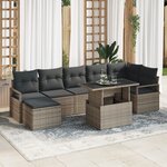 Canapé de jardin vidaXL 8 pièces avec coussins gris en poly rotin