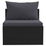 vidaXL Salon de jardin 7 Pièces avec coussins Résine tressée Noir