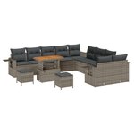 vidaXL Ensemble de canapé de jardin 13 pièces avec coussins gris en poly rotin