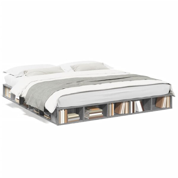 vidaXL Cadre de lit sans matelas sonoma gris 200x200 cm