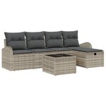 vidaXL Canapé de jardin 6 pièces avec coussins en rotin poly gris clair