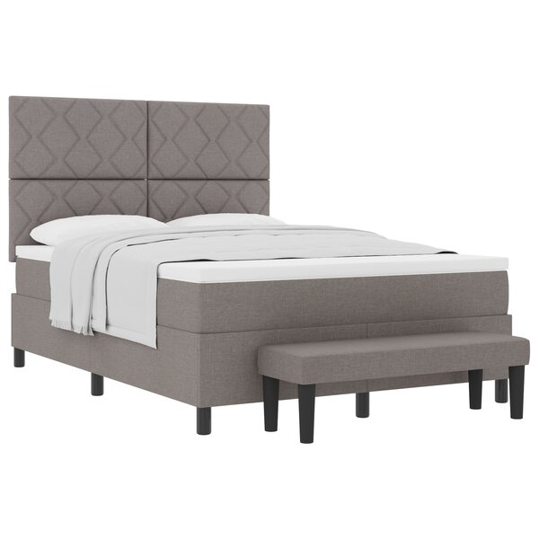 vidaXL Lit à sommier avec matelas et banc taupe 140x190 cm Tissu