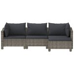 Salon de jardin meuble d'extérieur ensemble de mobilier 4 pièces avec coussins gris résine tressée 02_0016142