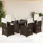 vidaXL Ensemble à manger de jardin et coussins 7 Pièces marron rotin