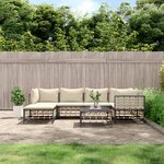 vidaXL Salon de jardin 7 Pièces avec coussins anthracite résine tressée