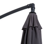 Parasol déporté octogonal inclinable manivelle pied acier Ø 3 x 2 5H m gris