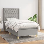 vidaXL Sommier à lattes de lit et matelas Gris clair 90x190 cm Tissu
