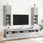 vidaXL Meubles TV avec lumières LED 2 Pièces gris béton 30 5x30x102 cm