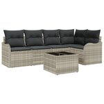 Set de canapé de jardin vidaXL 6 pièces avec coussins Gris Poly Rotin