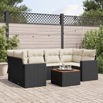 vidaXL Salon de jardin 7 Pièces avec coussins noir résine tressée
