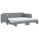 vidaXL Lit de jour avec gigogne et matelas gris clair 90x200 cm tissu