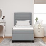 Lit box spring vidaXL avec matelas et lumière LED gris clair 100x200 cm en tissu