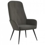 vidaXL Chaise de relaxation avec repose-pied Gris foncé Velours