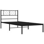 vidaXL Cadre de lit métal avec tête de lit noir 80x200 cm