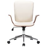 vidaXL Chaise pivotante de bureau Crème Similicuir et bois courbé