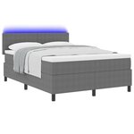 vidaXL Lit à ressorts avec Matelas & Lumière LED Gris 160x200 cm Tissu en velours côtelé