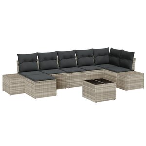 vidaXL Ensemble de Canapés de Jardin de 8 pièces avec Coussins Gris Rattan Poly