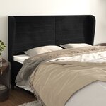 vidaXL Tête de lit avec oreilles Noir 163x23x118/128 cm Velours