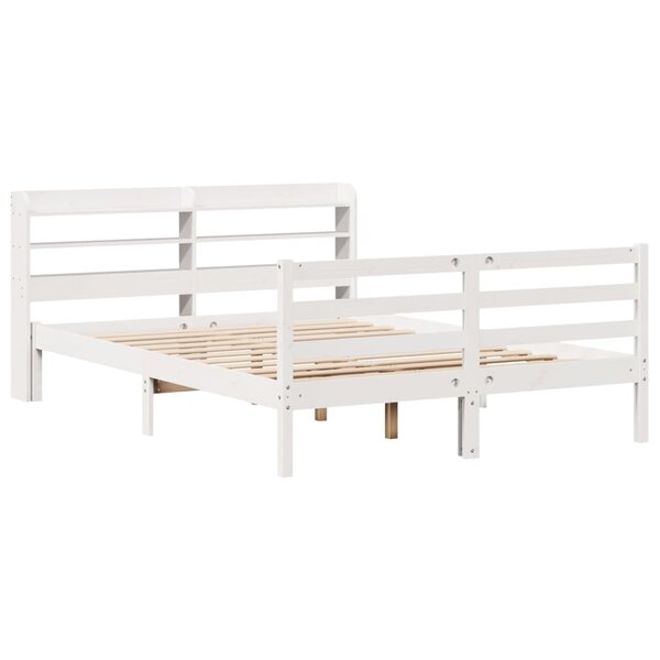 vidaXL Cadre de lit avec tête de lit blanc 140x200 cm bois pin massif