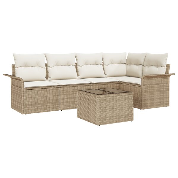 vidaXL Ensemble de canapé de jardin 6 pièces avec coussins en rotin poly brun