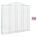 vidaXL Paniers à gabions arqués 8 Pièces 200x30x180/200 cm Fer galvanisé