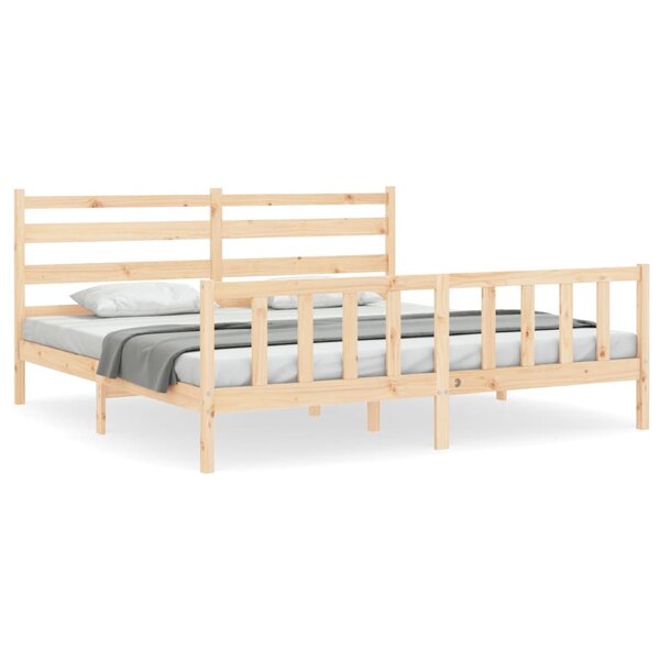 vidaXL Cadre de lit avec tête de lit 200x200 cm bois massif