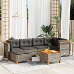 vidaXL Salon de jardin avec coussins 7 Pièces gris résine tressée