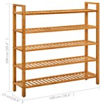 vidaXL Étagère à chaussures à 5 niveaux 100x27x100 cm Chêne massif
