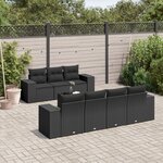 vidaXL Salon de jardin 8 Pièces avec coussins noir résine tressée