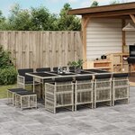 vidaXL Ensemble à manger de jardin et coussins 13 Pièces gris clair rotin